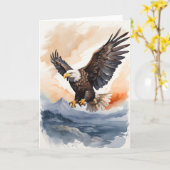 Adler aus Bald, der über dem Meeresgrund fliegt Karte (Gelbe Blume)