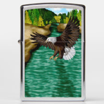 Adler Bald über Fluss und Berge fliegen