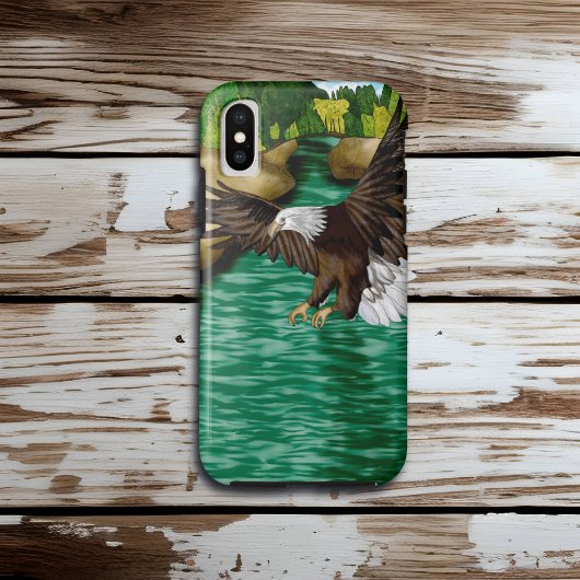 Adler Bald über Fluss und Berge fliegen Case-Mate iPhone Hülle
