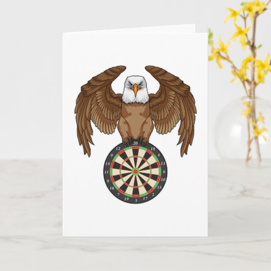 Adler bei Darts mit Dartboard Karte (Gelbe Blume)