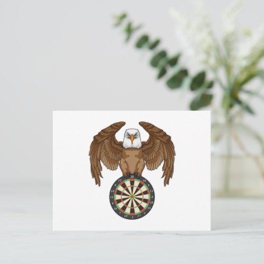 Adler bei Darts mit Dartboard Postkarte (Stehend Vorderseite)