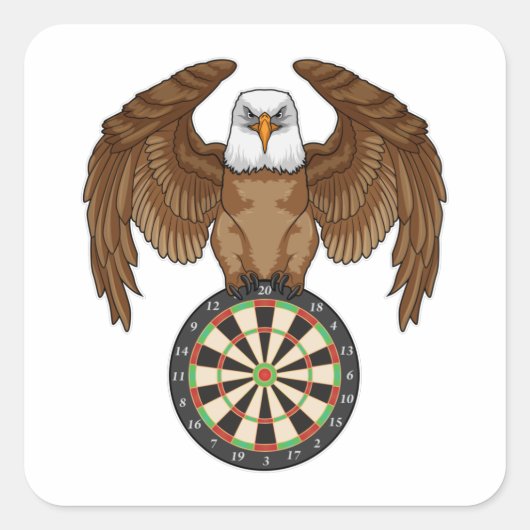 Adler bei Darts mit Dartboard Quadratischer Aufkleber (Vorderseite)