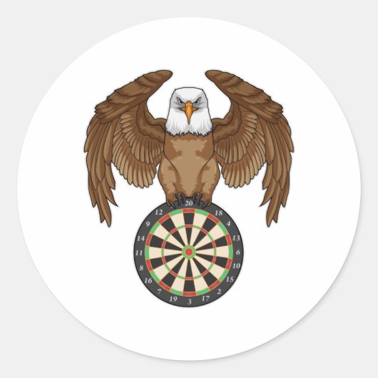 Adler bei Darts mit Dartboard Runder Aufkleber (Vorderseite)