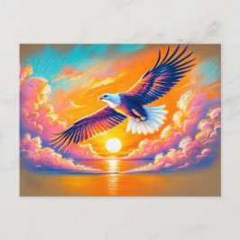 Adler, der bei Sonnenuntergang in der Pastelhalle  Postkarte