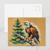 Adler, der in den Zeichnend Wald-Pastellkhalk ruft Postkarte (Vorne/Hinten)