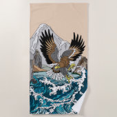 Adler, der tief über das Sturmmeer fliegt Strandtuch (Vorderseite)