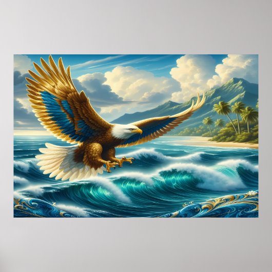 Adler, der über den Ozean fliegt Poster (Vorne)