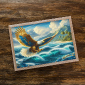 Adler, der über den Ozean fliegt Poster