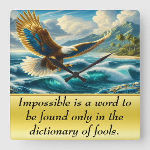 Adler, der über den Ozean fliegt Quadratische Wanduhr