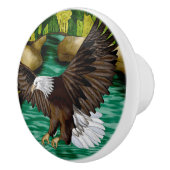 Adler, der über Fluss und Gebirge fliegt Personali Keramikknauf (Rechts)