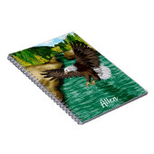 Adler, der über Fluss und Gebirge fliegt Personali Notizblock (Rechte Seite)