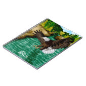 Adler, der über Fluss und Gebirge fliegt Personali Notizblock (Linke Seite)