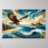 Adler, der über Wasser fliegt Poster (Vorne)