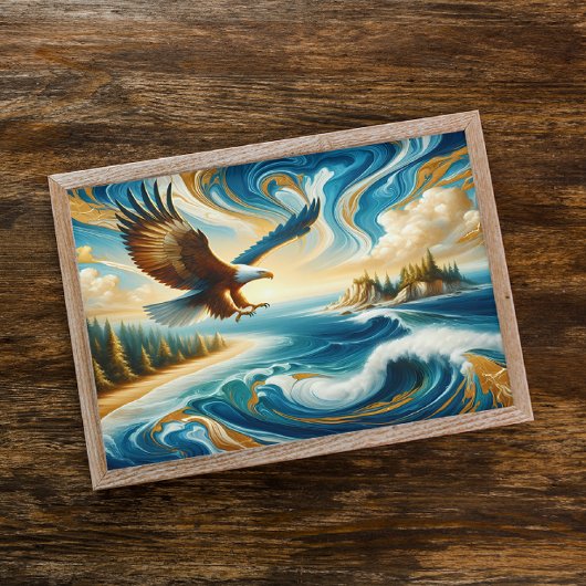 Adler, der über Wasser fliegt Poster