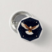 Adler, der vor sternidem Hintergrund fliegt Button (Vorne & Hinten)