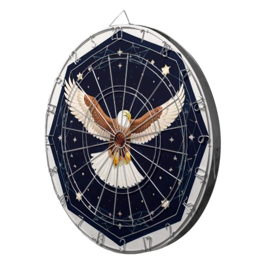 Adler, der vor sternidem Hintergrund fliegt Dartscheibe (Vorderseite rechts)