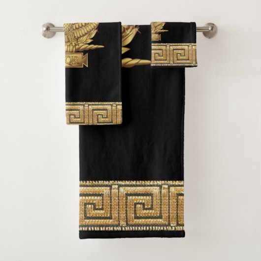 Adler des Römischen Reiches SPQR Motto Golden Badhandtuch Set (Insitu)