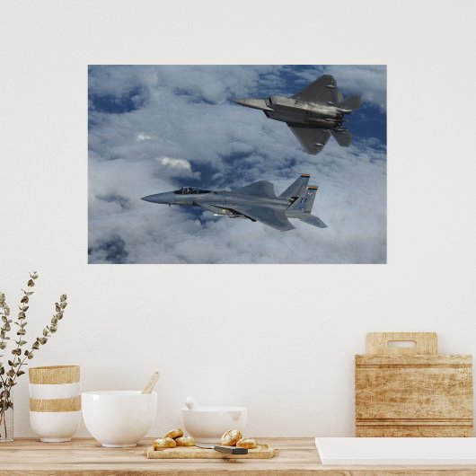 Adler F-22 Raptor und F-15 Poster (Küche)