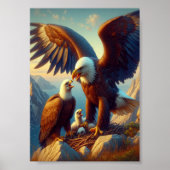 Adler Familie nistet auf einer Klippe während 7x5 Poster (Vorne)
