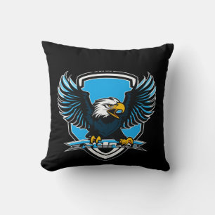 Adler FC Fußballclub-Logo in Hellblau, Schwarz Kissen