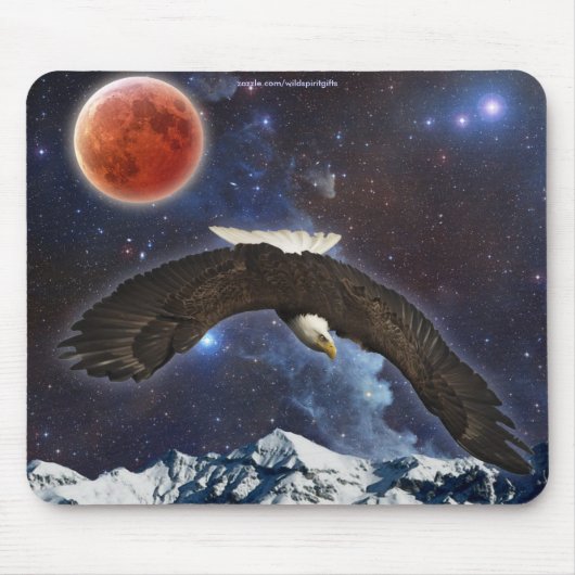 Adler fliegt im Weltraum, Moon Fantasy Mousepad (Vorne)