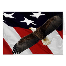 Adler fliegt über amerikanische Flagge