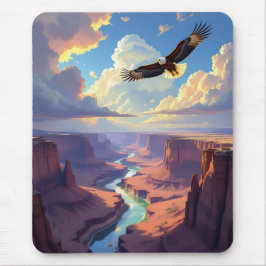 Adler fliegt über eine Schlucht Mousepad