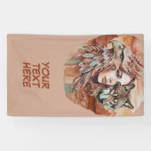 Adler - Frau - Wolf - Aquarellkunst 1 - Fanspass Banner (Horizontal)