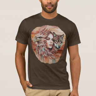Adler - Frau - Wolf - Aquarellkunst 1 - Fanspass T-Shirt