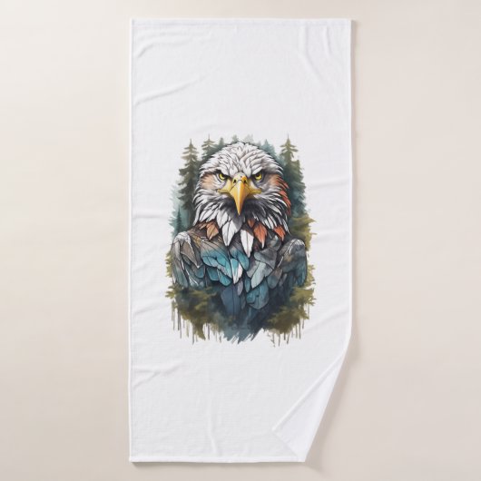 Adler Head in Forest Badehandtuch (Badehandtuch)