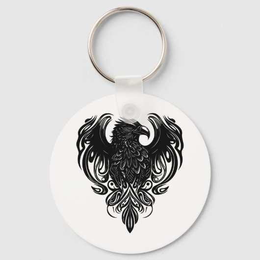 Adler Head in Tattoo Cartoon Style Logo Schlüsselanhänger (Vorderseite)