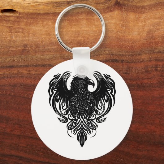 Adler Head in Tattoo Cartoon Style Logo Schlüsselanhänger (Vorderseite)