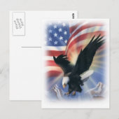 Adler im Flug mit Flagge Postkarte (Vorne/Hinten)