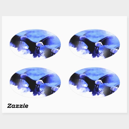 Adler im Flug Ovaler Aufkleber (Blatt)