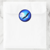 Adler im Flug & Vollmond Runder Aufkleber (Tasche)