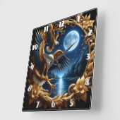 Adler im Mondlichtwald Quadratische Wanduhr (Winkel)