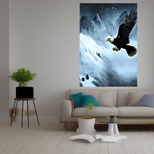 Adler im schneebedeckten Berg | AI Art Poster