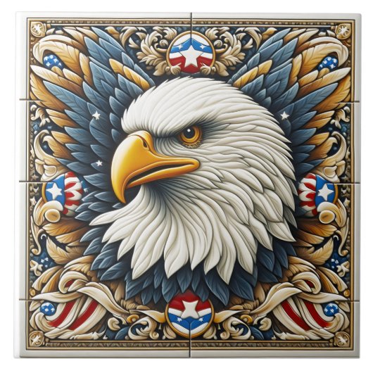 Adler im Verzierten Fliesendesign Fliese (Vorderseite)
