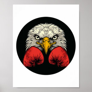 Adler in Boxhandschuhen für eine Coole Boxeraussag Poster