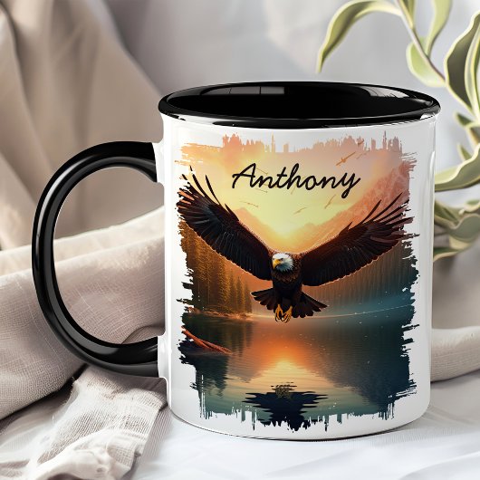 Adler in Flight Sunset Reflection Tasse