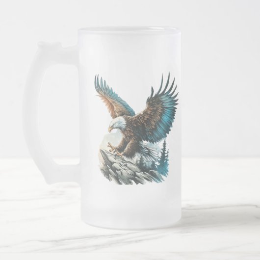 Adler in Wasserfarbe Mattglas Bierglas (Links)