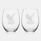 Adler in Wasserfarbe Weinglas Ohne Stiel (Rückseite)