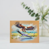 Adler Jagdkran - Pastelhalk Zeichnend Postkarte (Stehend Vorderseite)