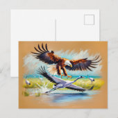 Adler Jagdkran - Pastelhalk Zeichnend Postkarte (Vorne/Hinten)