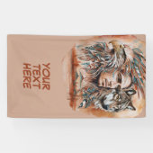 Adler - Mann - Wolf - Aquarellkunst 1 - Fanspass Banner (Horizontal)