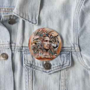 Adler - Mann - Wolf - Aquarellkunst 1 - Fanspass Button