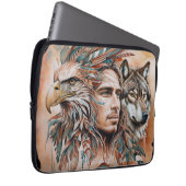 Adler - Mann - Wolf - Aquarellkunst 1 - Fanspass Laptopschutzhülle (Vorne Rechts)