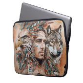 Adler - Mann - Wolf - Aquarellkunst 1 - Fanspass Laptopschutzhülle (Vorderseite Links)