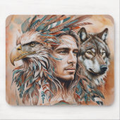 Adler - Mann - Wolf - Aquarellkunst 1 - Fanspass Mousepad (Vorne)