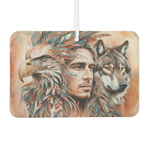 Adler - Mann - Wolf - Wasserfarbenkunst 1 - Fan Fu Autolufterfrischer